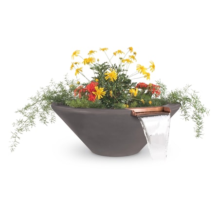The Outdoor Plus 48 Round Cazo Planter & Water Bowl - GFRC Concrete - Chestnut - OPT-48RPW-CST